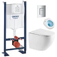 GROHE - Pack WC Bâti autoportant + WC sans bride Vortex SAT Fusion + Abattant softclose + Plaque Chrome - vignette