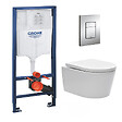 GROHE - Pack WC Rapid SL + cuvette sans bride SAT, fixations cachées + plaque Skate chrome (RapidSL-SATrimless-SP) - vignette