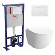 SWISS AQUA TECHNOLOGIES - Pack WC bâti-autoportant + WC SAT infinitio sans bride fixations invisibles + Abattant softclose + Plaque blanche - vignette