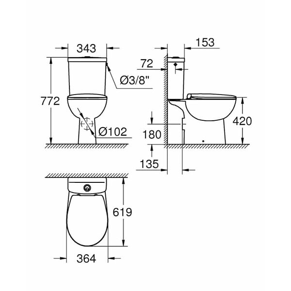 GROHE - Grohe Pack WC Complet Grohe Bau Ceramique (39347000) - large