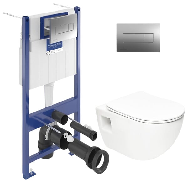 VILLEROY & BOCH - ViConnect Pro S Pack WC bâti Villeroy & Boch + WC Swiss Aqua Technologies + abattant SoftClose + plaque (VICONPROJECT-2CH) - large