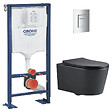 GROHE - Pack WC Bâti Solido + WC sans bride SAT Noir mat + Plaque chrome (AUTOPORTANT-BLACKSAT-1) - vignette