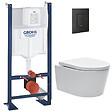 SWISS AQUA TECHNOLOGIES - Pack WC Bâti autoportant Rapid SL + WC SAT sans bride et fixations invisibles + Plaque Noir mat (ProjectSATrimless-KF0) - vignette