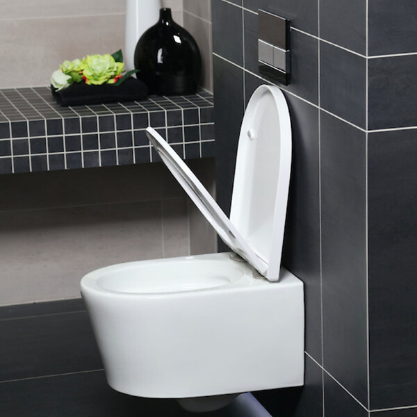 SWISS AQUA TECHNOLOGIES - Pack WC Bâti autoportant Rapid SL + WC SAT sans bride et fixations invisibles + Plaque Noir mat (ProjectSATrimless-KF0) - large