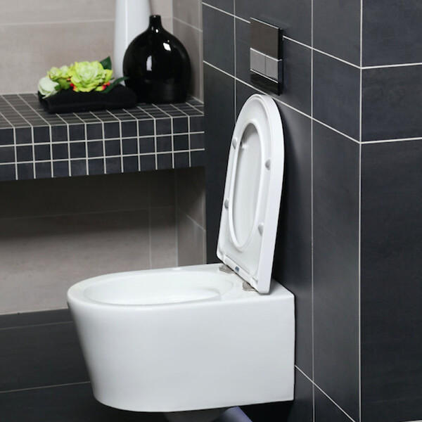 SWISS AQUA TECHNOLOGIES - Pack WC Bâti autoportant Rapid SL + WC SAT sans bride et fixations invisibles + Plaque Noir mat (ProjectSATrimless-KF0) - large