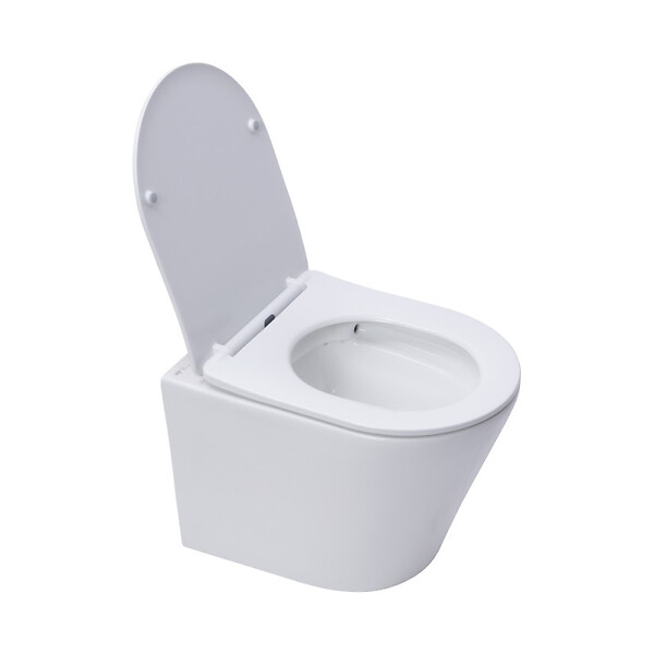 GEBERIT - Pack WC Bati Geberit extra-plat + Cuvette Swiss Aqua Technologies sans bride fixations invisibles + plaque (SLIM-Infinitio-A) - large