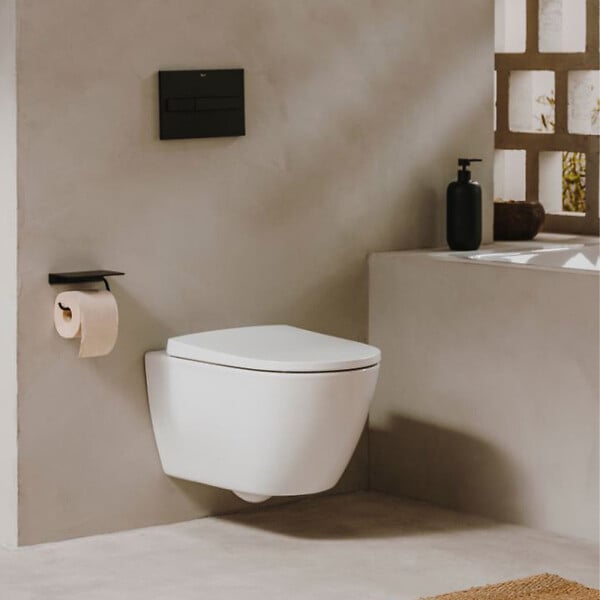 GEBERIT - Pack WC Bati Geberit Duofix UP320 + cuvette Roca sans bride + abattant Soft Close + Plaque Chrome (GebOna-N) - large