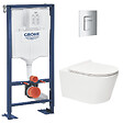 GROHE - Pack WC Bâti autoportant Solido + WC sans bride SAT Brevis + Abattant ultra-fin softclose + Plaque chrome (AUTOPORTANT-BREVIS-1) - vignette