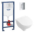 GROHE - Rapid SL Pack Bâti-support + cuvette sans bride + Abattant + Plaque chrome (RAPIDSL-O.NOVO49-1) - vignette