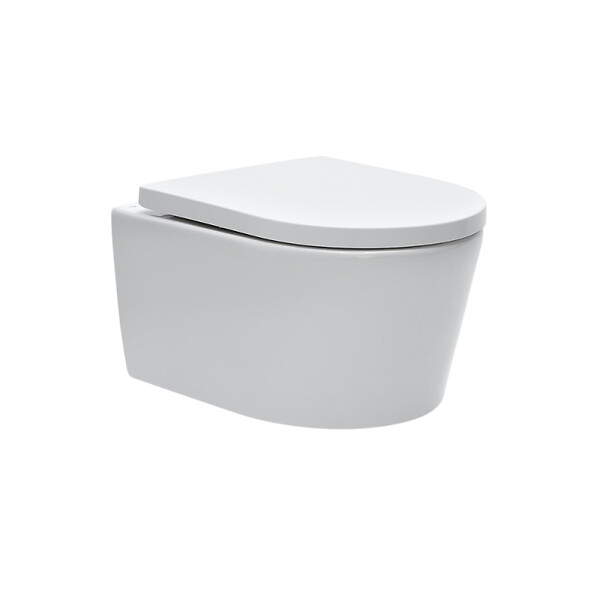 SWISS AQUA TECHNOLOGIES - Pack WC bâti-autoportant + WC SAT sans bride + Abattant softclose + plaque en acier inoxydable, revêtement PVD, Gun Metal - large