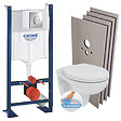 GROHE - Pack WC Bâti autoportant + Cuvette Porcher rimless + Abattant + Plaque chrome + Set Habillage (ProjectPorcher-2-sabo) - vignette