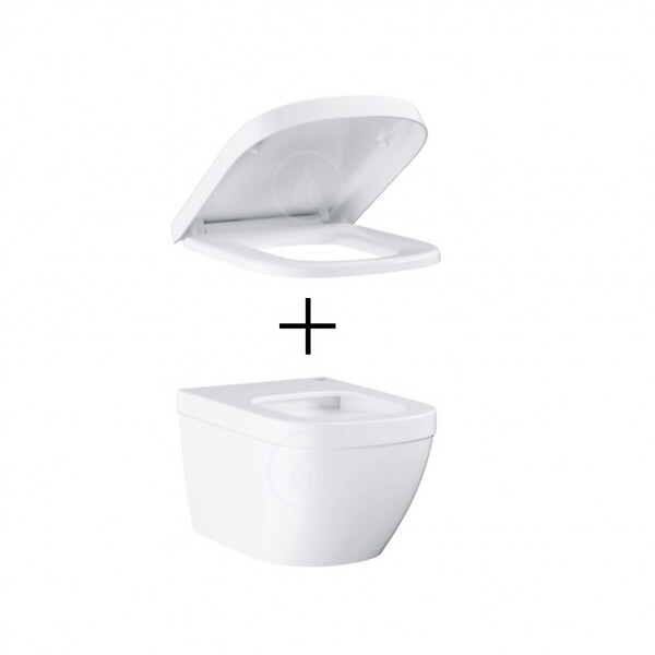 GROHE - Pack WC Euro Ceramic Cuvette Compact Triple Vortex + Rapid SL autoportant NF + plaque chrome (ProjectEuroCompact-1/BP) - large