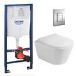 GROHE - Pack WC Bâti-support Rapid SL + WC sans bride Lucco Avva + Abattant softclose + Plaque chrome (RapidSL-Avva-1) - vignette
