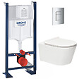 GROHE - Pack WC Bâti autoportant + WC sans bride SAT Brevis + Abattant ultra-fin softclose + Plaque chrome (ProjectBrevis-1-SP) - vignette