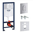 GROHE - Pack WC Bâti Rapid SL + WC sans bride SAT Brevis + Abattant SoftClose + Plaque chrome + Set d'habillage (ARENABREVISSB) - vignette