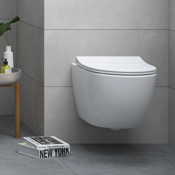 GROHE - Pack WC Bâti autoportant + Cuvette Vitra Sento compacte sans bride + Plaque chrome (ProjectSentoRimlessCompact-2) - large
