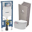 GEBERIT - Pack WC Bati Geberit extra-plat + WC Swiss Aqua Technologies sans bride + Abattant + Plaque + habillage (SLIM-SATrimless-F-sabo) - vignette