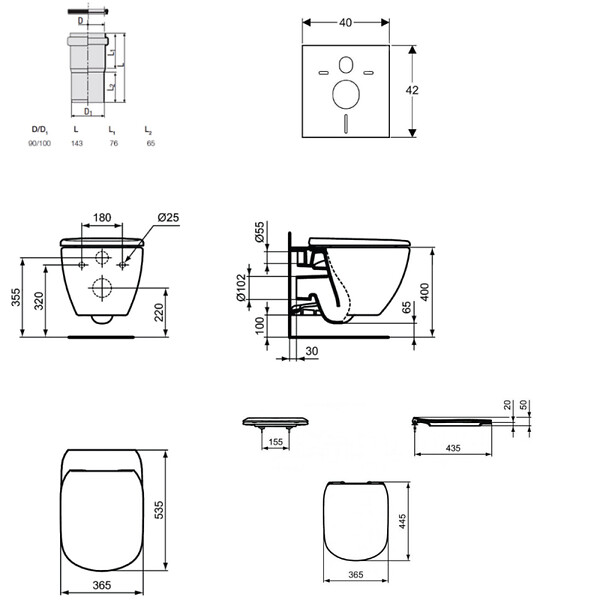 VILLEROY & BOCH - ViConnect Pro S Pack WC bâti Villeroy & Boch + WC sans bride + abattant Softclose + set d'isolation + plaque (VICONTESI2CHSET) - large