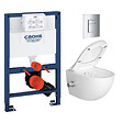 GROHE - Pack WC Bâti-support + WC sans bride SAT avec bidet thermostatique + Abattant SoftClose + Plaque Chrome (RapidSL082-SATClean-1) - vignette