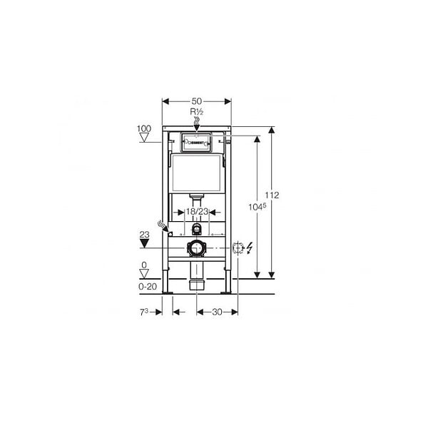 GEBERIT - Pack WC Bati UP100 + WC sans bride Villeroy & Boch Architectura, fixations invisibles + Abattant + Plaque blanche - large