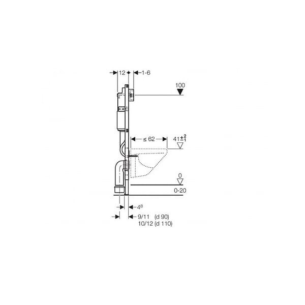 GEBERIT - Pack WC Bati UP100 + WC sans bride Villeroy & Boch Architectura, fixations invisibles + Abattant + Plaque blanche - large