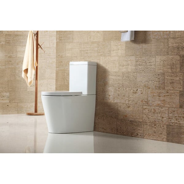 SWISS AQUA TECHNOLOGIES - lot de 6 Brevis WC à poser Haut de gamme, sans bride + abattant softclose, alimentation latérale éco, vidage universel - large