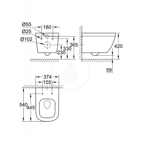 GROHE - Pack WC Euro Ceramic sans bride Triple Vortex blanc alpin + Rapid SL autoportant NF + plaque chrome (ProjectEuroCeramic-1) - large
