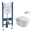 GEBERIT - Pack WC Bati-support Geberit + WC sans bride Avva + Abattant SoftClose + Plaque blanche + Set d'isolation phonique (AvvaGeb3SET) - vignette