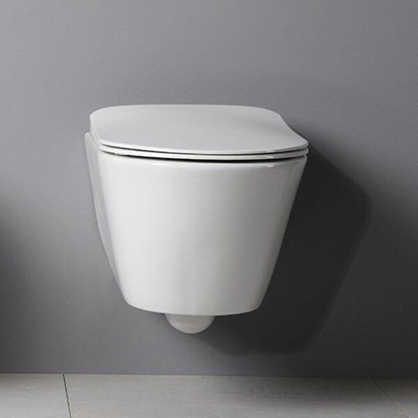GEBERIT - Pack WC Bati-support Geberit + WC sans bride Avva + Abattant SoftClose + Plaque blanche + Set d'isolation phonique (AvvaGeb3SET) - large