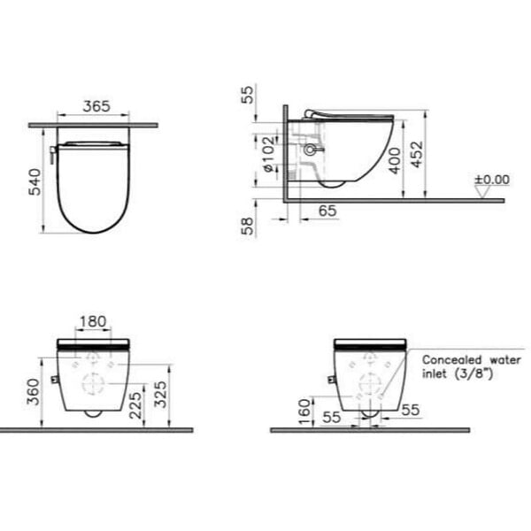 SWISS AQUA TECHNOLOGIES - Infinitio WC sans bride avec fonction bidet thermostatique + Abattant softclose (SATINF011RREXPBFCT) - large