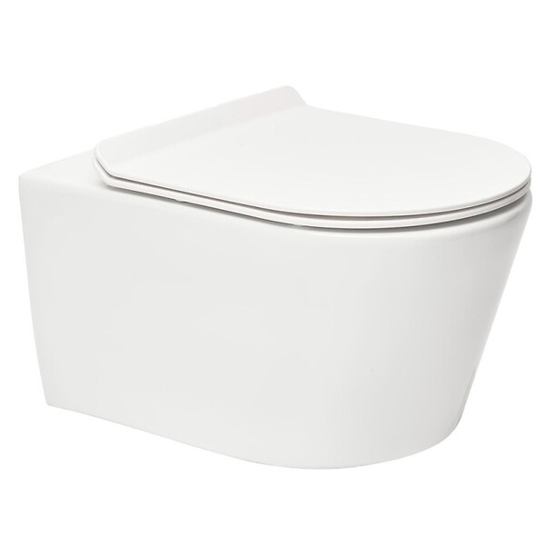 GROHE - Pack WC Bâti autoportant + WC sans bride SAT Brevis + Abattant ultra-fin softclose + Plaque chrome (ProjectBrevis-1) - large