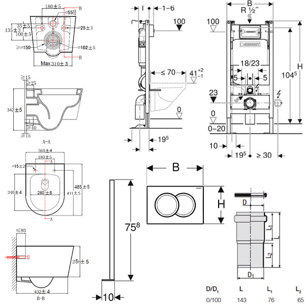GEBERIT - Pack Bati Autoportant Geberit + WC sans bride Swiss Aqua Technologies + plaque (SATGEBXBPNEW) - large
