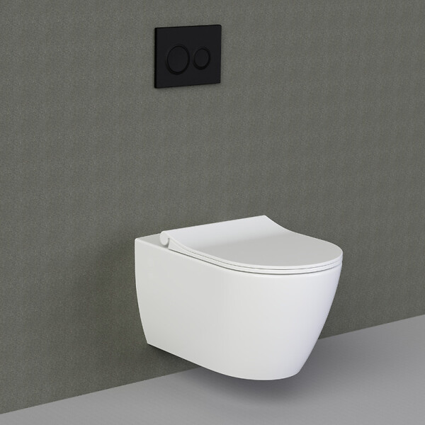 GROHE - Pack WC Bâti-autoportant Rapid SL + WC sans bride Bello + Abattant softclose + Plaque chrome (ProjectBello-1) - large