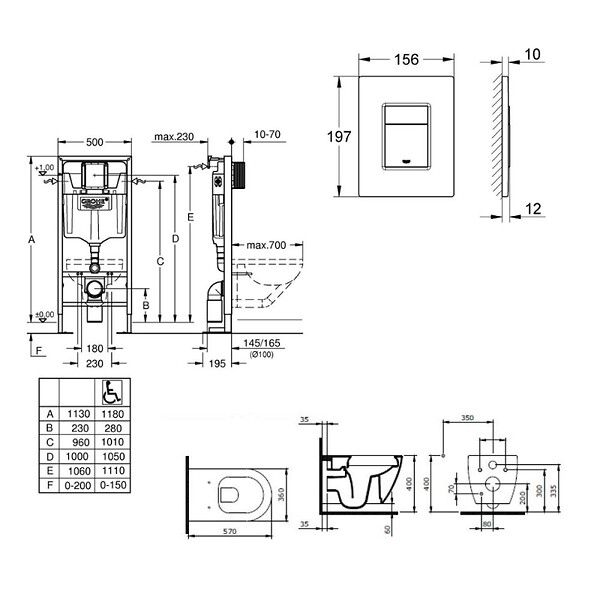 GROHE - Pack WC Bâti Autoportant Solido + Cuvette Bello + Abattant soft close  + Plaque Chrome (AUTOPORTANT-BELLO-1) - large