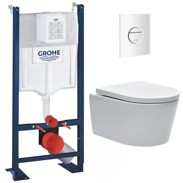 SWISS AQUA TECHNOLOGIES - Swiss Aqua Technologies Pack WC Rapid SL autoportant + WC sans bride SAT, fixations cachées + Plaque Nova - large