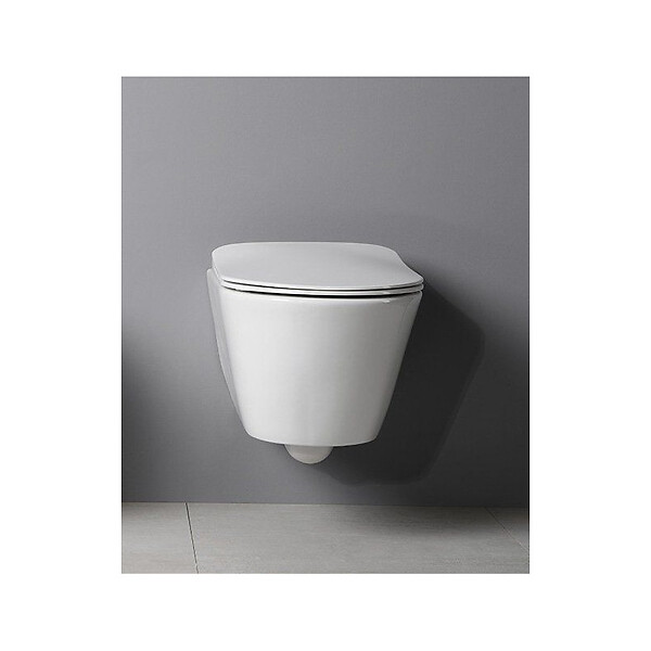 GEBERIT - Pack WC Bati-support Geberit Duofix UP100 + WC sans bride Lucco Avva avec fixations invisibles + Abattant softclose + Plaque - large