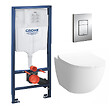 GROHE - Pack WC Bâti + cuvette Sento RIM-EX (sans bride) compacte + plaque de commande chrome (GROHE-SentoRimlessCOMPACT) - vignette