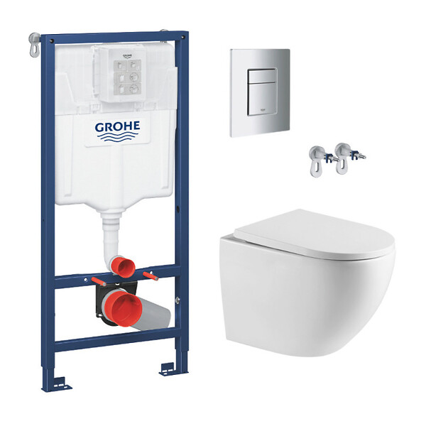 GROHE - Pack WC Rapid SL + WC sans bride Swiss Aqua Technologies + Plaque de commande Skate Cosmopolitan (RapidSL-FusionTQ-1) - large