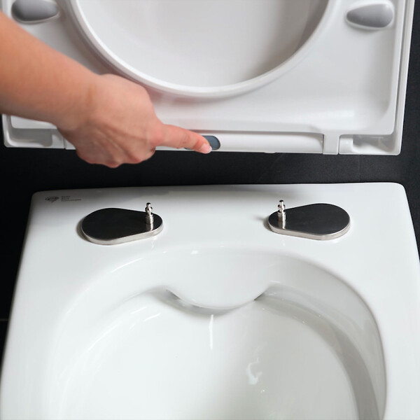 SWISS AQUA TECHNOLOGIES - Swiss Aqua Technologies Pack WC Rapid SL + Cuvette sans bride SAT, fixations invisibles + Plaque Noir mat - large