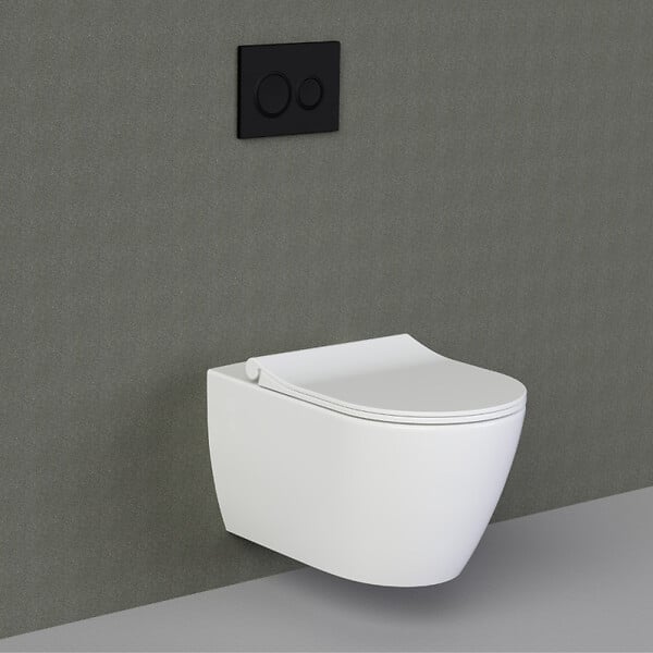 GROHE - Pack WC Bâti-autoportant Rapid SL + WC sans bride Bello + Abattant softclose + Plaque chrome (ProjectBello-1-SP) - large