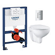 GROHE - Pack WC Bâti-support Rapid SL + Cuvette Bau sans bride + Abattant SoftClose + Plaque Chrome (RapidSL082-Bau-1) - vignette