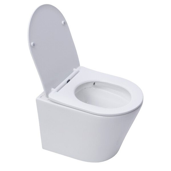 SWISS AQUA TECHNOLOGIES - Pack WC Bâti autoportant + WC sans bride SAT + Abattant frein de chute + Plaque Blanc Alpin - large