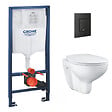 GROHE - Pack WC Rapid SL + WC Bau Ceramic sans bride + Siège abattant SoftClose + Plaque de commande noir mat  (RapidSL-Bau-KF0) - vignette
