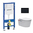 GEBERIT - Pack WC Bati Geberit UP100 + WC sans bride Swiss Aqua Technologies + Abattant softclose + Plaque Noir brillant - vignette