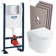 GROHE - Grohe Pack WC Bâti Autoportant Rapid SL + WC Vitra Integra avec abattant + Set habillage + Plaque chrome - vignette