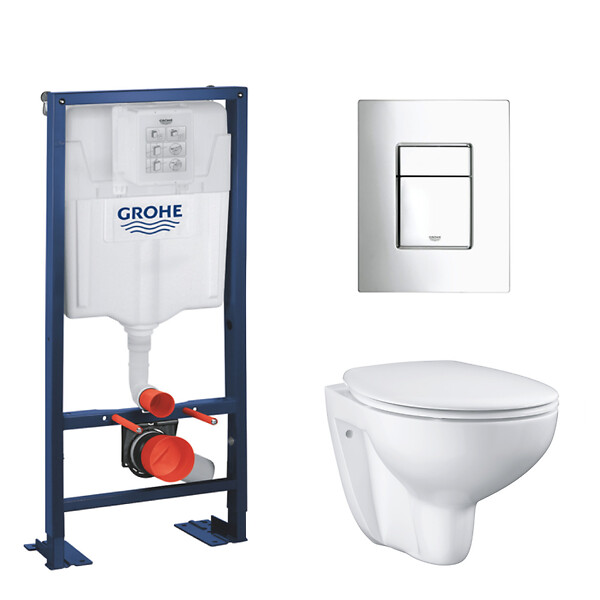 GROHE - pack WC Rapid SL autoportant  avec cuvette rimless Bau Ceramic (AutoportantBau1) - large