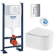 GROHE - Pack WC Bâti autoportant + WC sans bride SAT + Abattant SoftClose + Plaque Chrome (ProjectDelanoTQ-1) - vignette