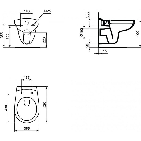 GROHE - Grohe Pack WC Bâti autoportant + WC Porcher rimless + Abattant + Plaque Blanche (ProjectPorcher-3) - large