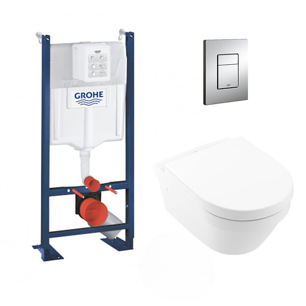 GROHE - Grohe Pack WC Rapid SL autoportant NF + Cuvette Architectura sans bride fixations invisibles + Plaque chrome (ProjectArchitectura2-1) - large