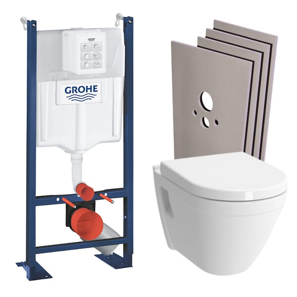GROHE - Grohe Pack WC Bâti Autoportant + Cuvette Vitra S50 + Abattant soft close + Plaque chrome + Set habillage (ProjectS50softclose-1-sabo) - large